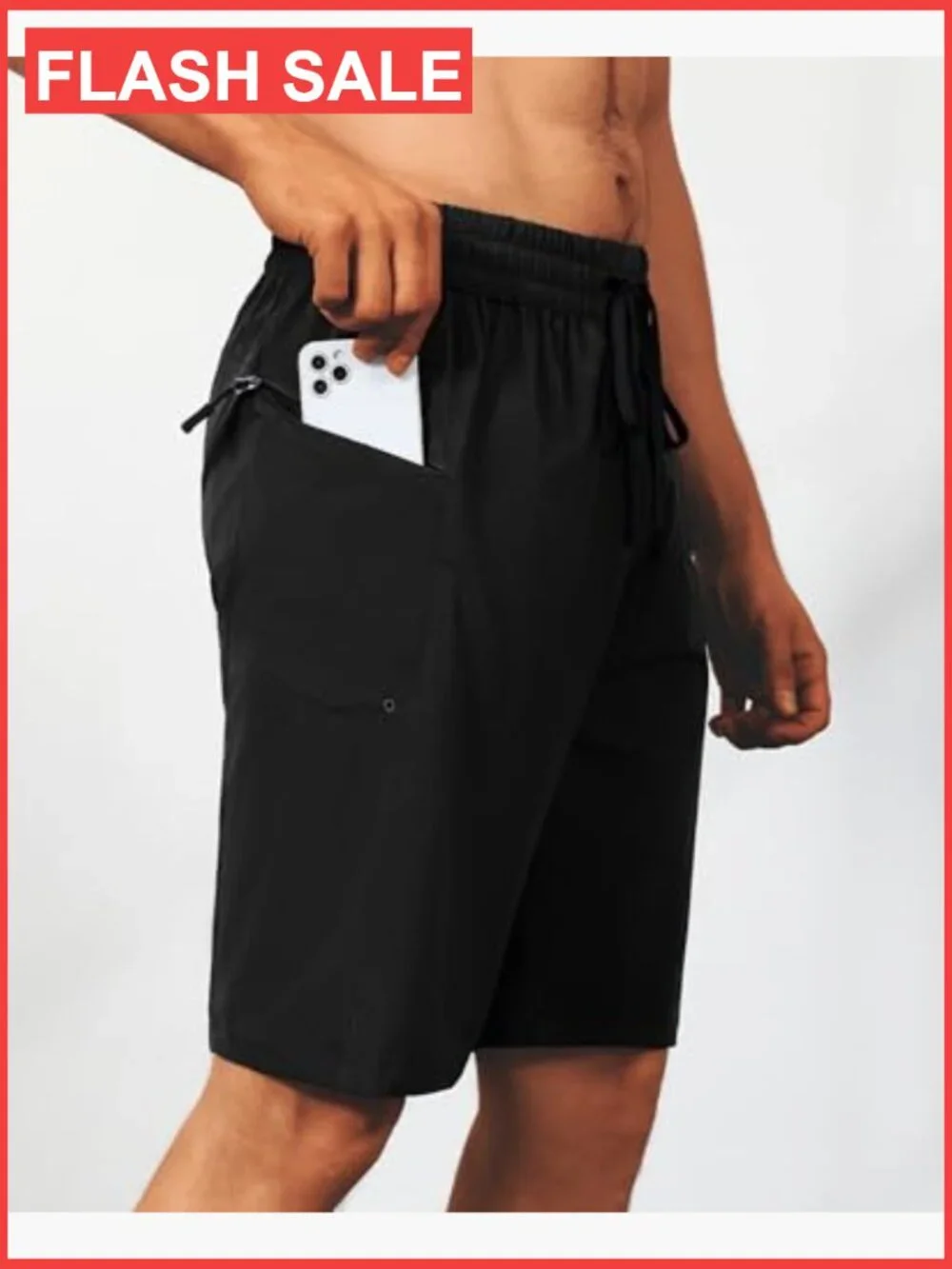 Swim Trunks Board Shorts with Zipper Pockets Quick Dry No Liner